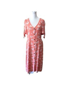PEYTON & Parker midi length button front shirtwaist dress. Floral and dots. Sz M